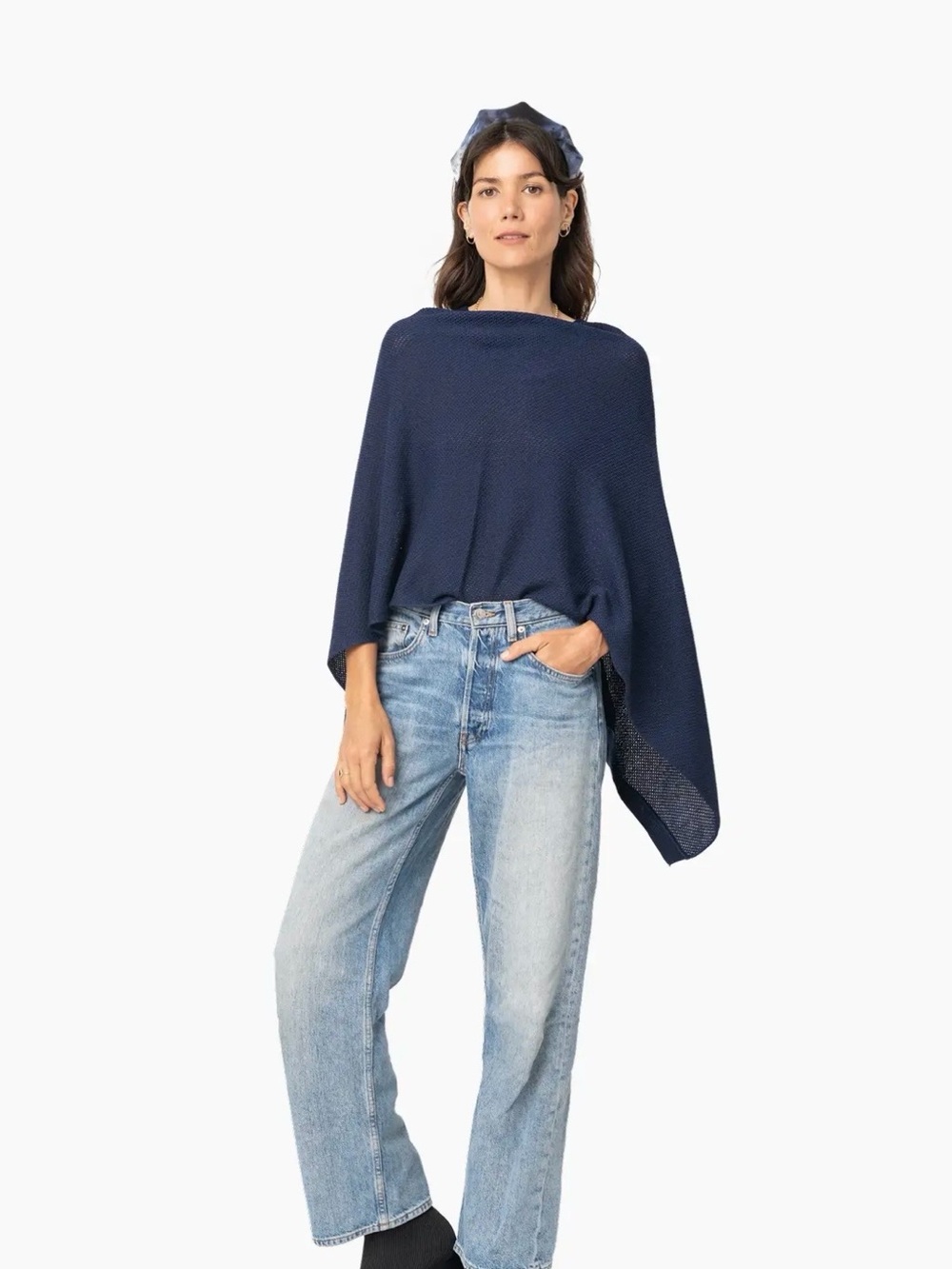 NWOT We Are Amma Navy Nursing Poncho Shrug Cover-Up - Picture 2 of 12